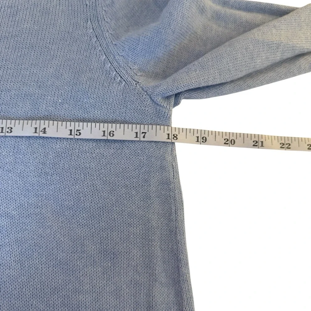 Talbots Double V-Neck Tie Back Sweater Light Blue Small Petite Preppy Coquette‎